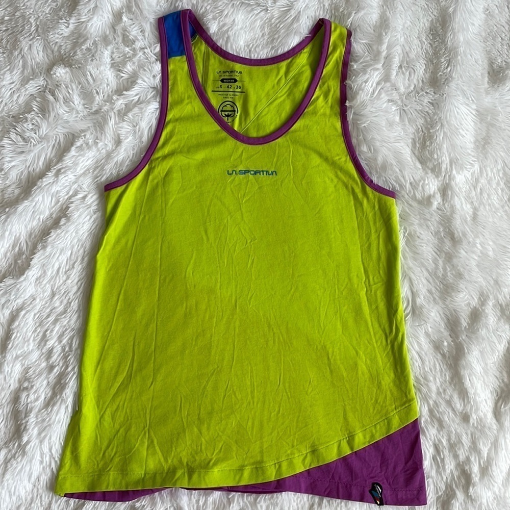 La Sportiva Neon Yellow and Purple Women's Tank Top